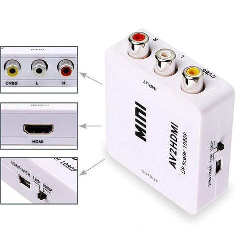 AV to HDMI Converter Adapter 1080P - AV2HDMI -White